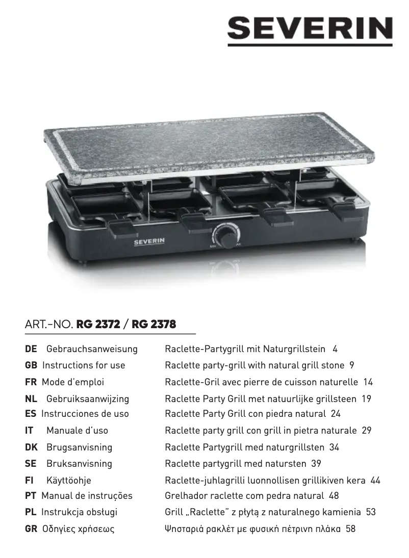 Page n°1 - Fiche technique Severin RG 2378
