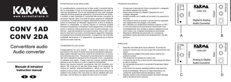 Page n°1 - Manuel utilisateur Karma CONV 1DA