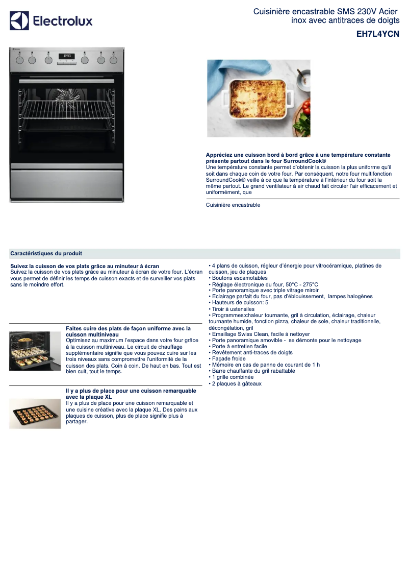 Page n°1 - Fiche technique Electrolux EH7L4YCN
