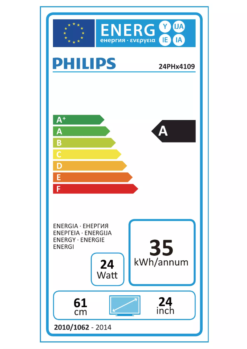 Page n°1 - Label énergétique Philips 24PHT4109