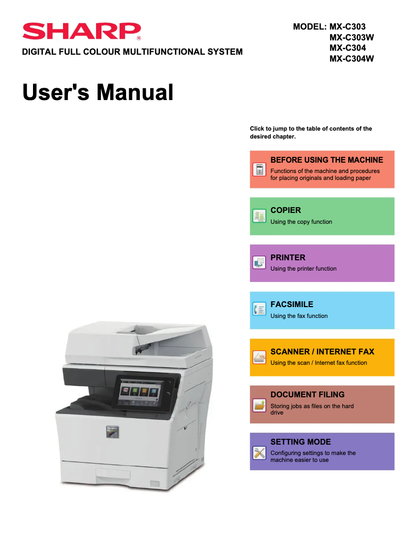 Page n°1 - Manuel utilisateur Sharp MX-C304WH