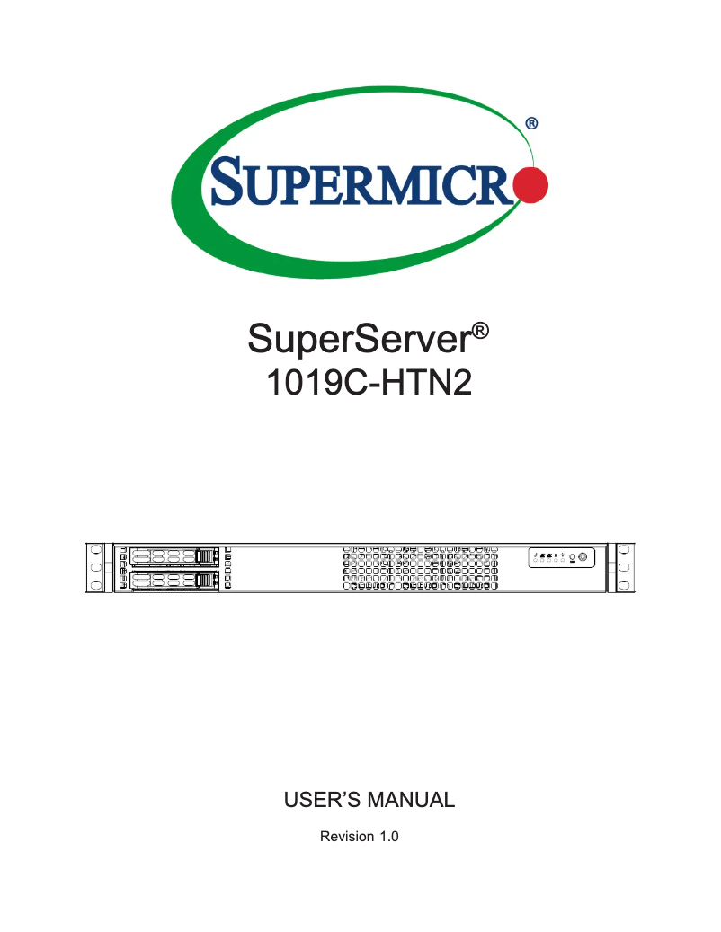 Page 1 de la notice Manuel utilisateur Supermicro SuperServer 1019C-HTN2