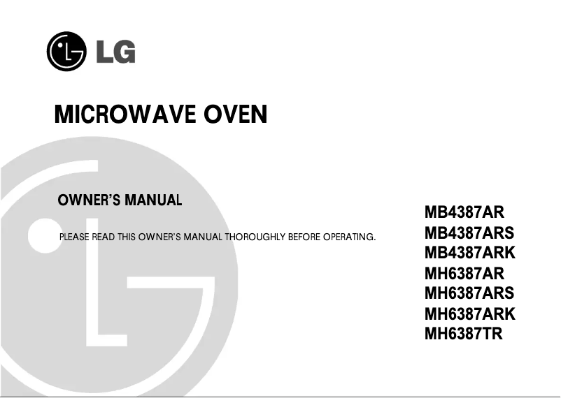 Page 1 de la notice Manuel utilisateur LG MH-6387TR