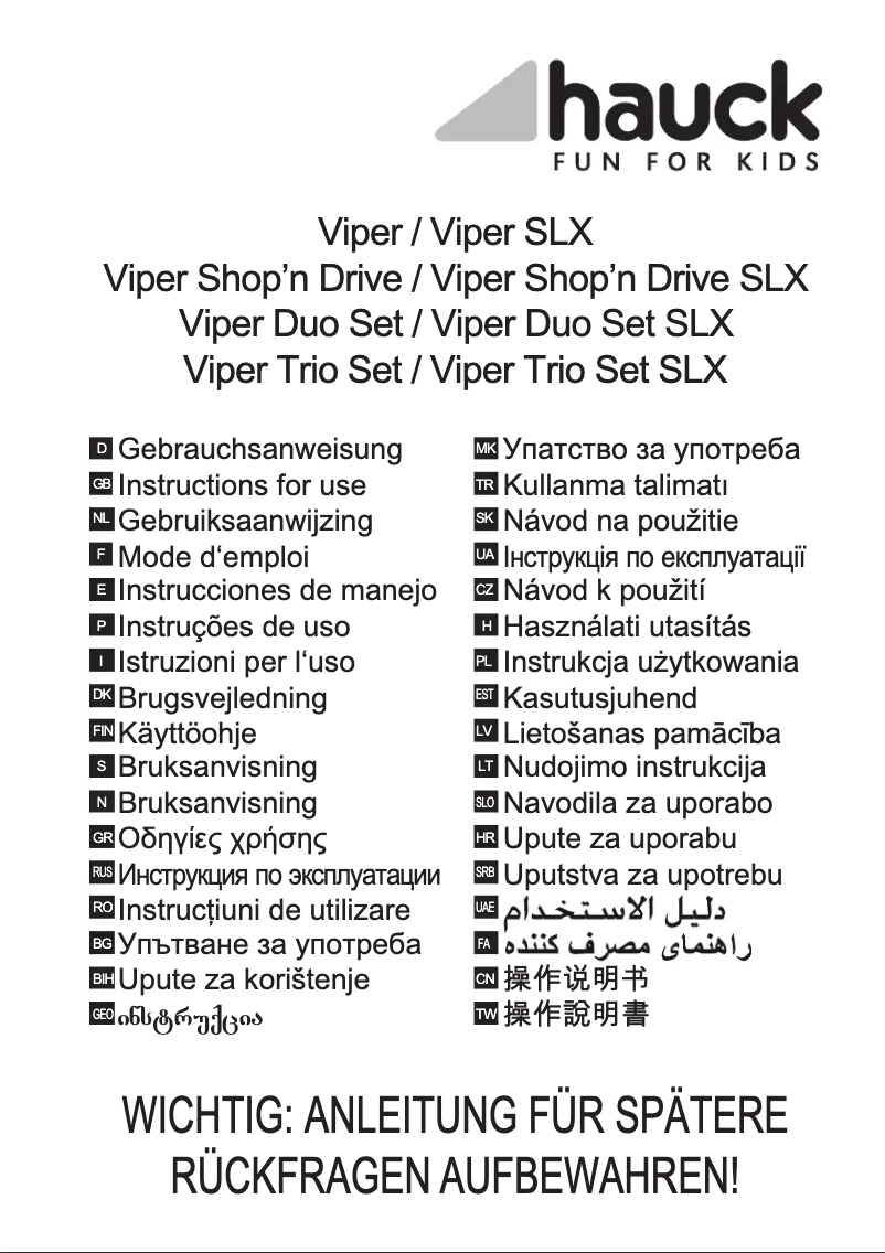 Page n°1 - Manuel utilisateur Hauck Viper SLX