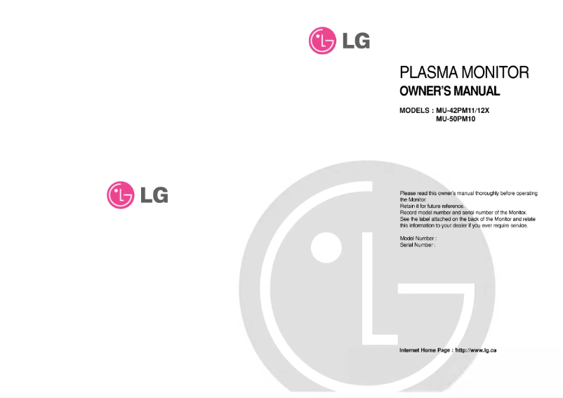 Page 1 de la notice Manuel utilisateur LG MU-42PM12X