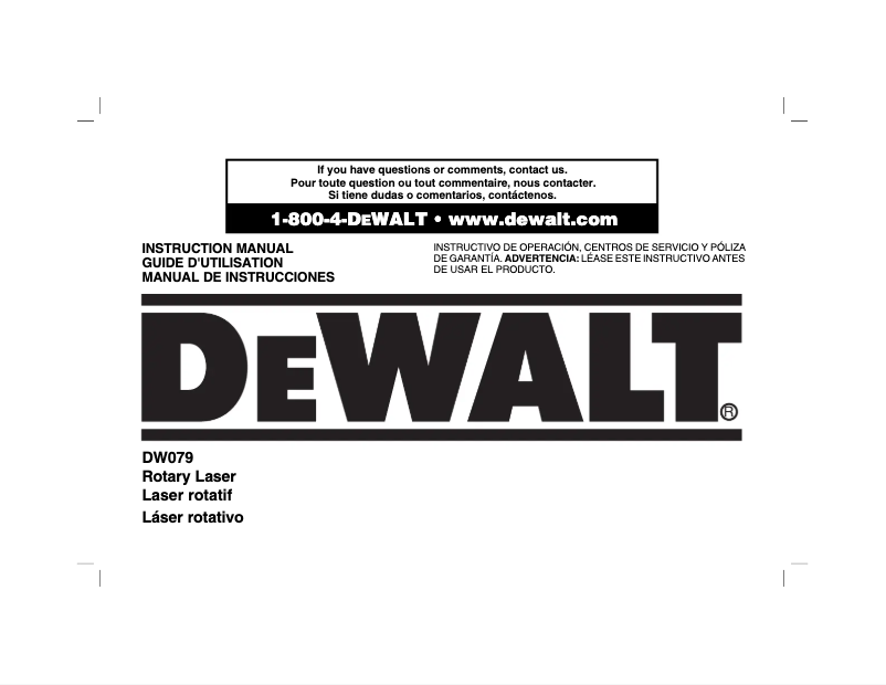 Page n°1 - Manuel utilisateur DeWalt DW079