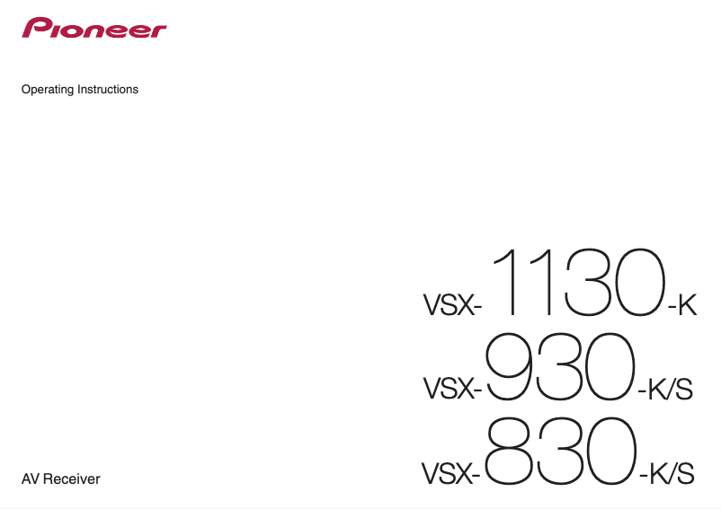 Page n°1 - Manuel utilisateur Pioneer VSX-830