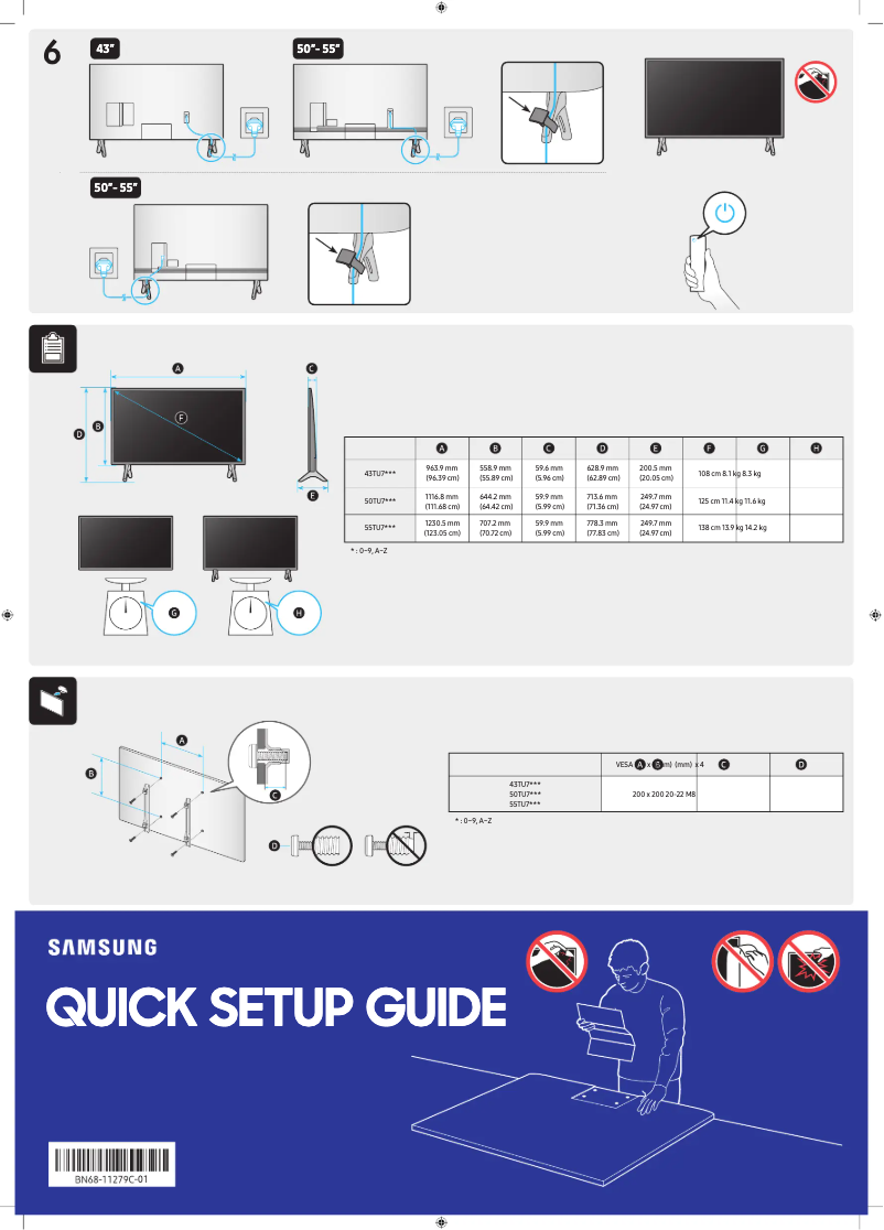 Page 1 de la notice Manuel utilisateur Samsung UA55TU7200K