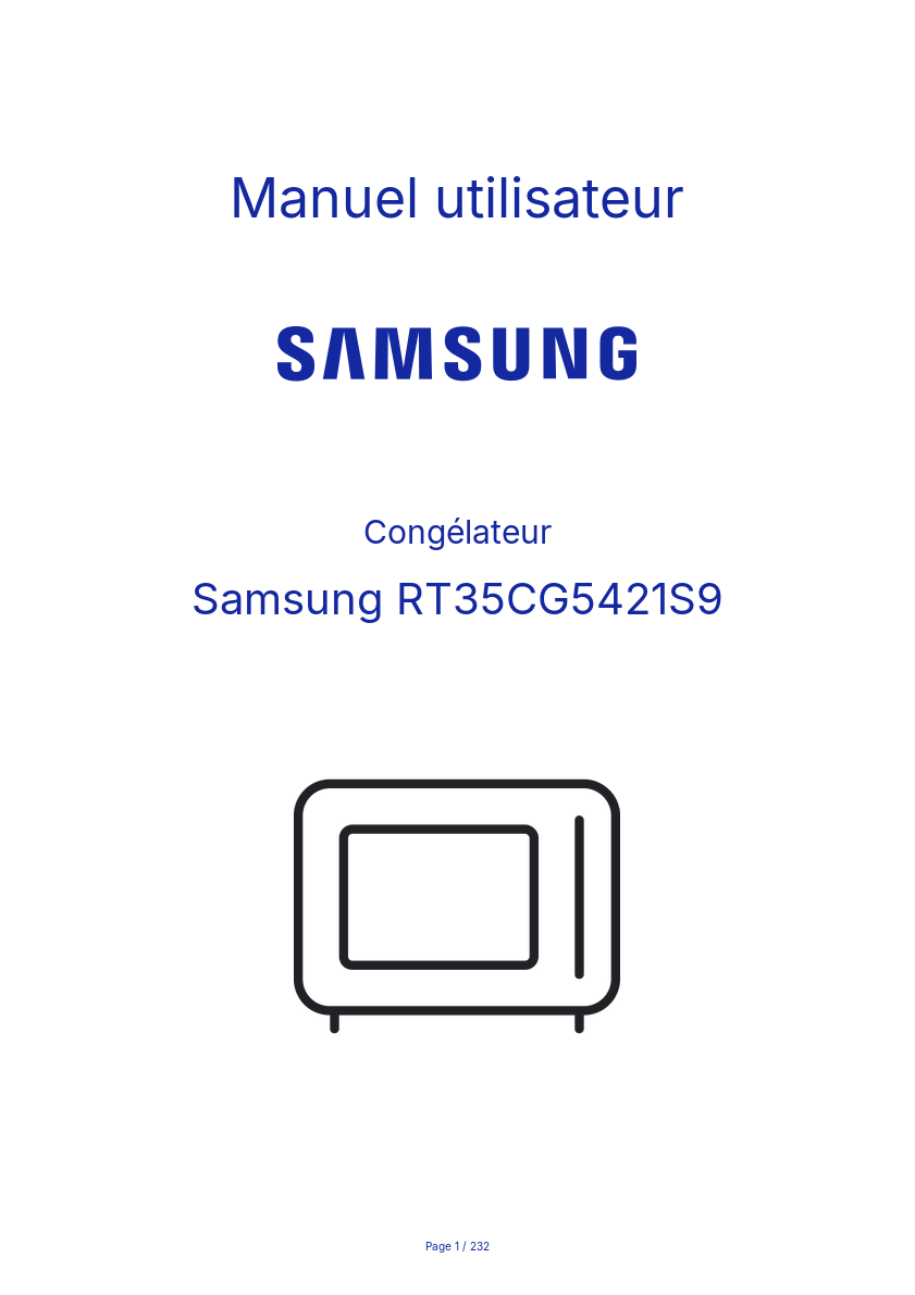 Page n°1 - Manuel utilisateur Samsung RT35CG5421S9