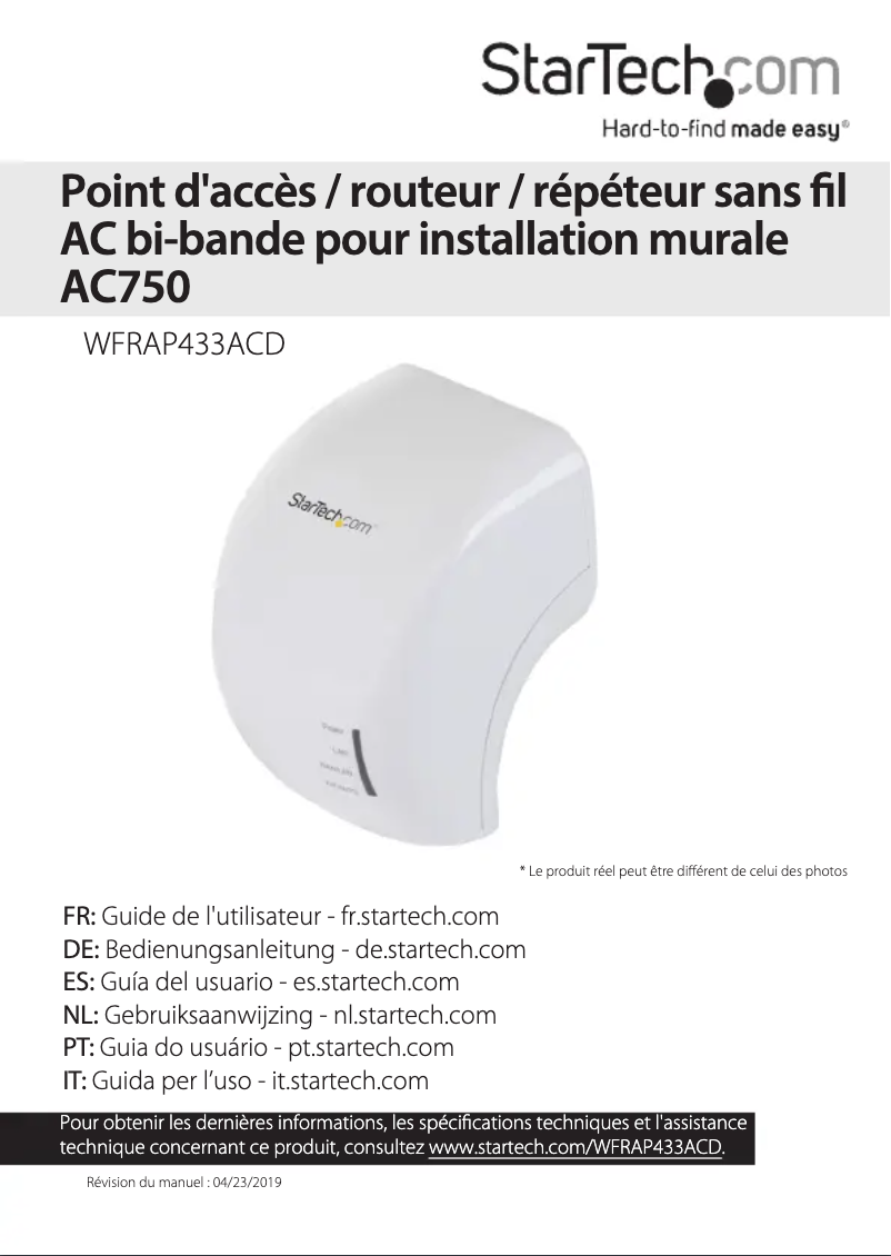 Page n°1 - Manuel utilisateur StarTech.com WFRAP433ACD