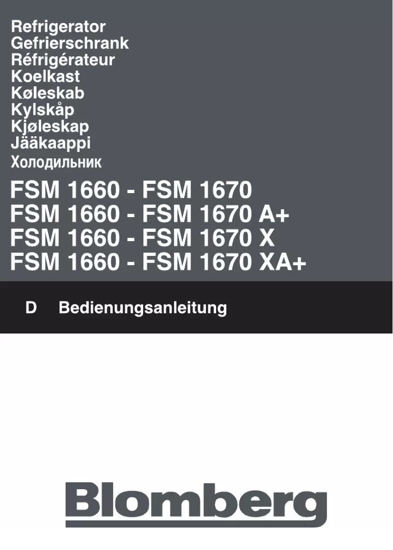 Page 1 de la notice Manuel utilisateur Blomberg FSN 1670