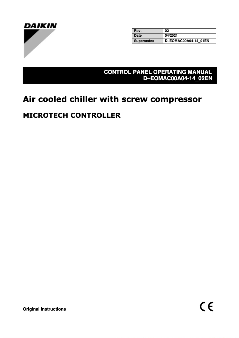 Page 1 de la notice Manuel utilisateur Daikin EWAD800T-SSB2