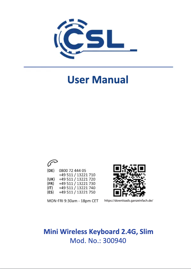 Página 1 del manual Manual de usuario CSL 300940