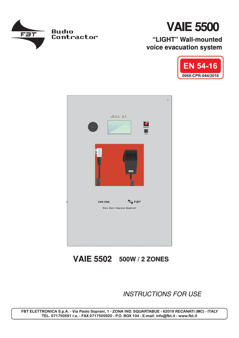 Page 1 de la notice Manuel utilisateur FBT VAIE 5500