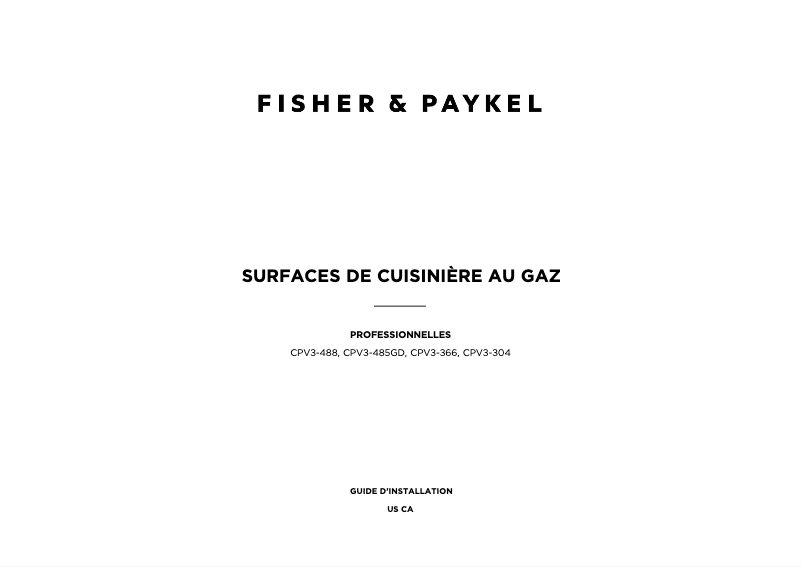 Page 1 de la notice Guide d'installation Fisher & Paykel CPV3-485GD