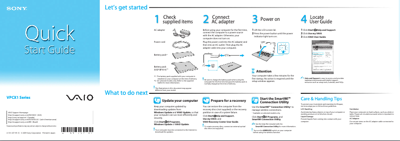 Image de la première page du manuel de l'appareil VPCX111KD
