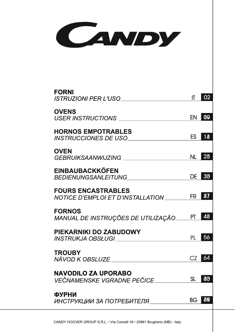 Page 1 de la notice Manuel utilisateur Candy FCT602X
