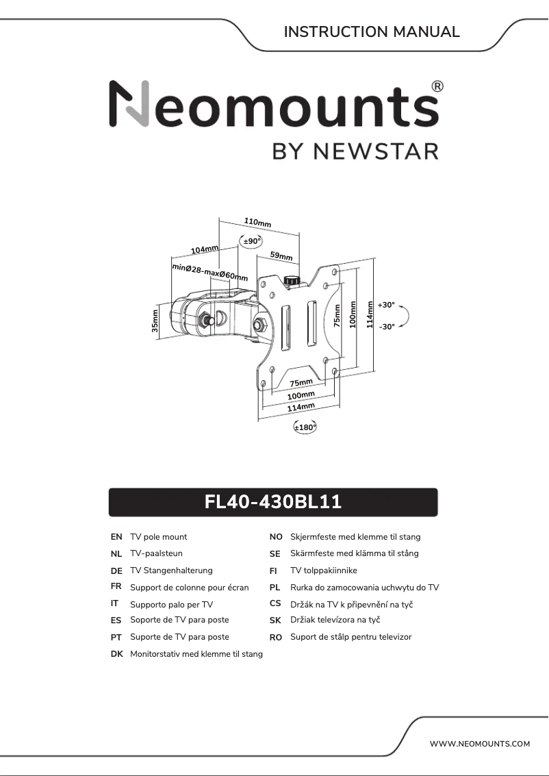 Page n°1 - Manuel utilisateur Newstar FL40-430BL11