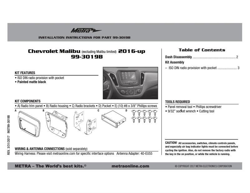 Page n°1 - Mode d'emploi Metra 99-3019B