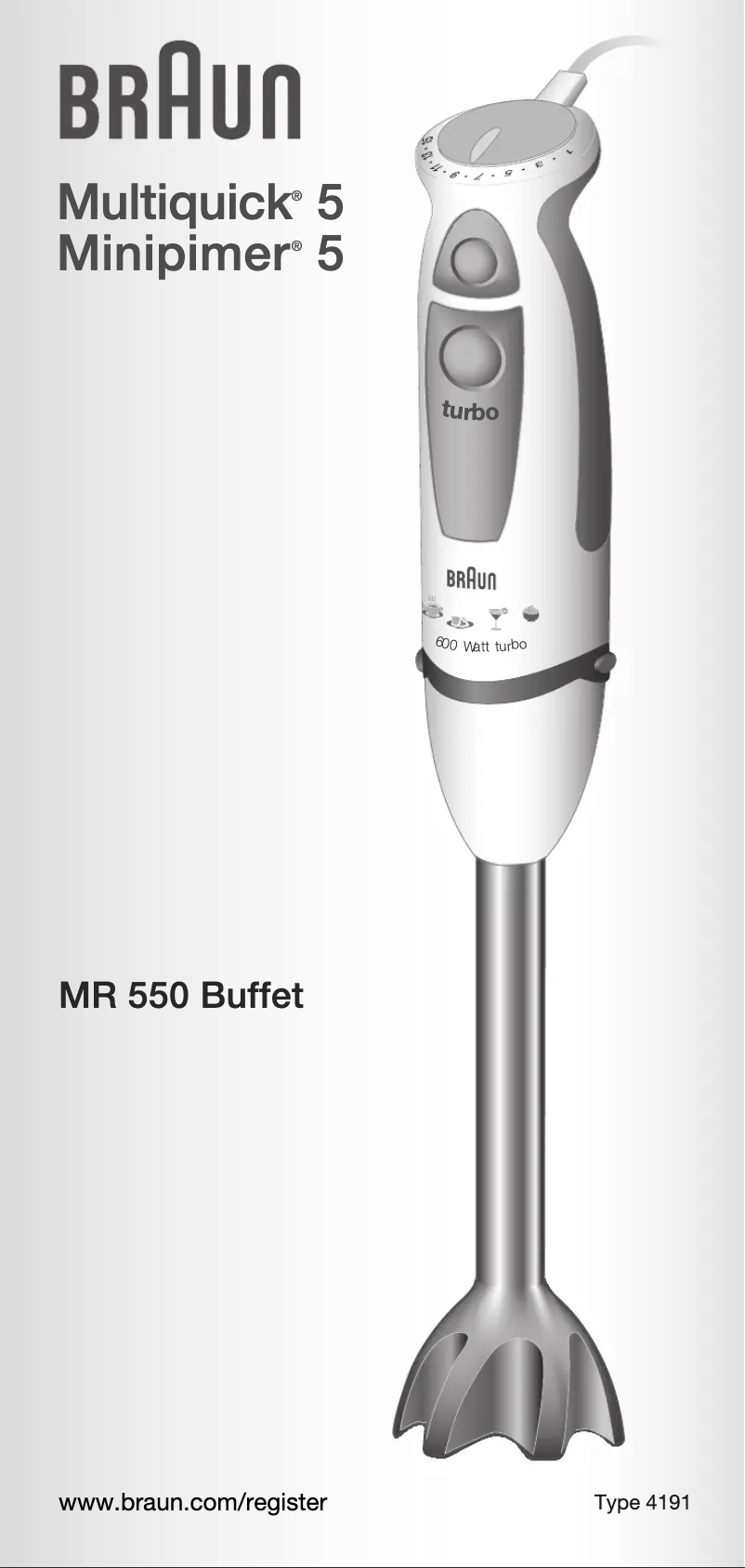 Page n°1 - Manuel utilisateur Braun MR 550 BUFFET