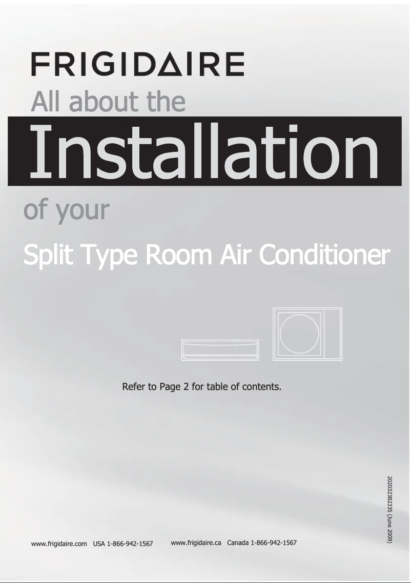Page n°1 - Guide d'installation Frigidaire FFHP124CS1
