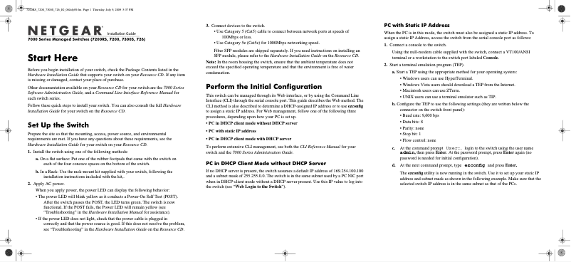 Page 1 de la notice Guide d'installation Netgear FSM7328PS