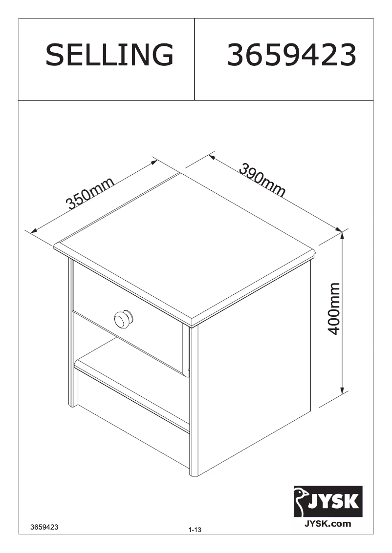 Page n°1 - Manuel utilisateur JYSK Selling