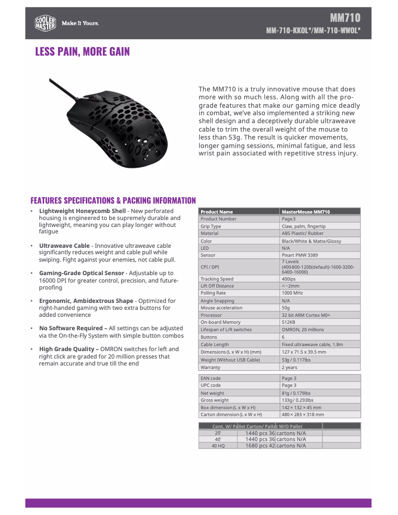 Page 1 de la notice Manuel utilisateur Cooler Master MM710