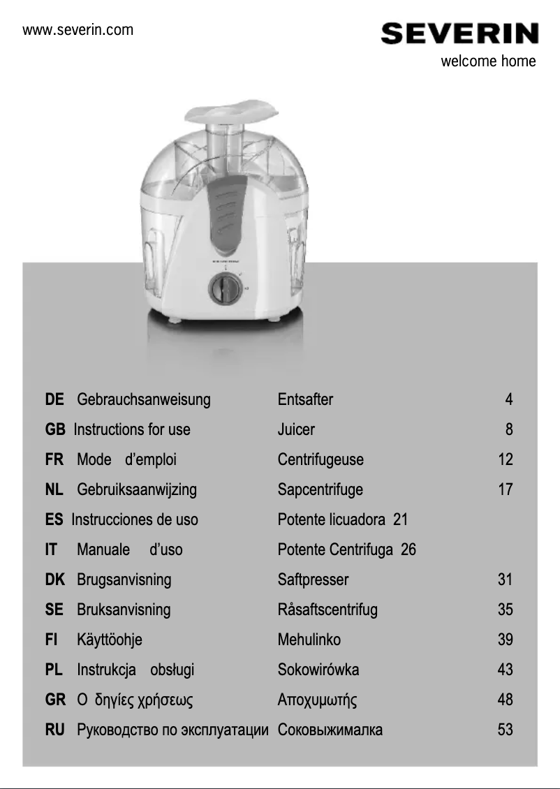 Page n°1 - Manuel utilisateur Severin ES 3562