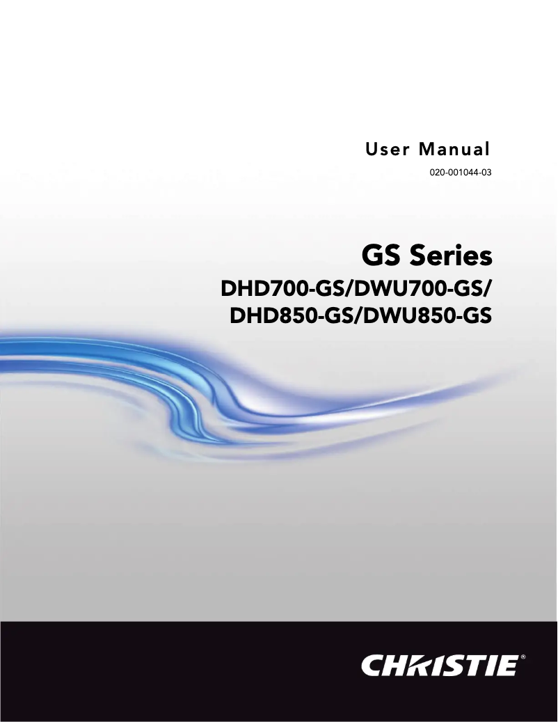 Page n°1 - Manuel utilisateur Christie DWU880-GS