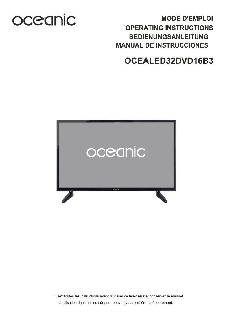 Page 1 de la notice Manuel utilisateur Oceanic OCEALED32DVD16B3