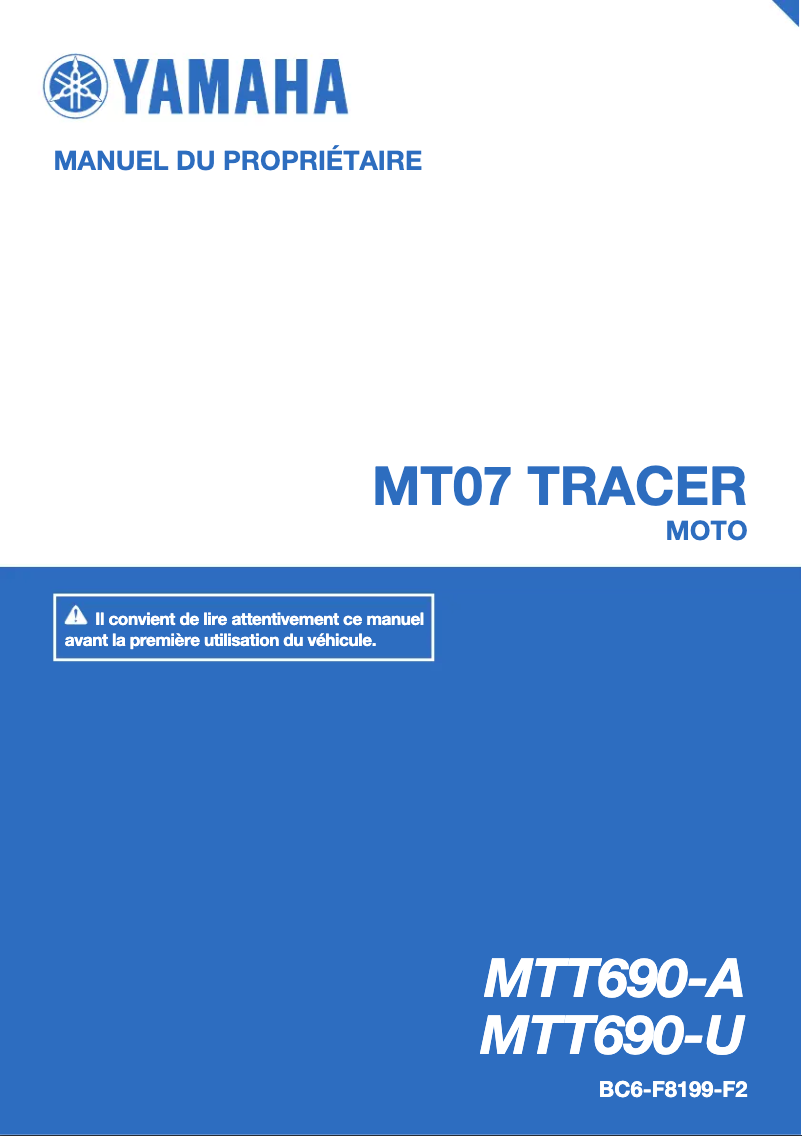 Page 1 de la notice Manuel utilisateur Yamaha Tracer 700 (2018)
