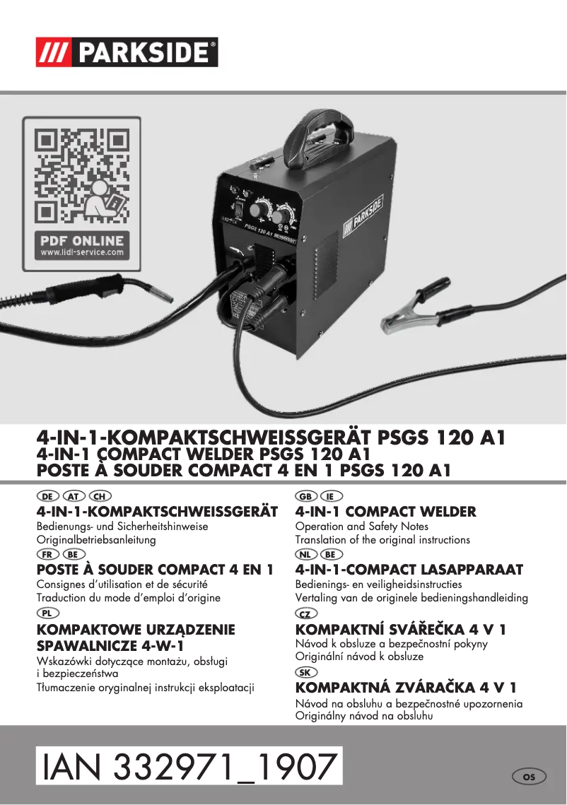 Page 1 de la notice Manuel utilisateur Parkside PSGS 120 A1