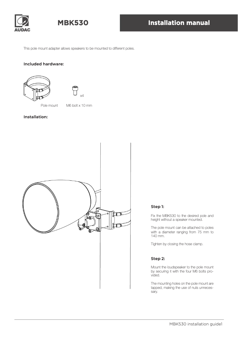 Page n°1 - Manuel utilisateur Audac MBK530