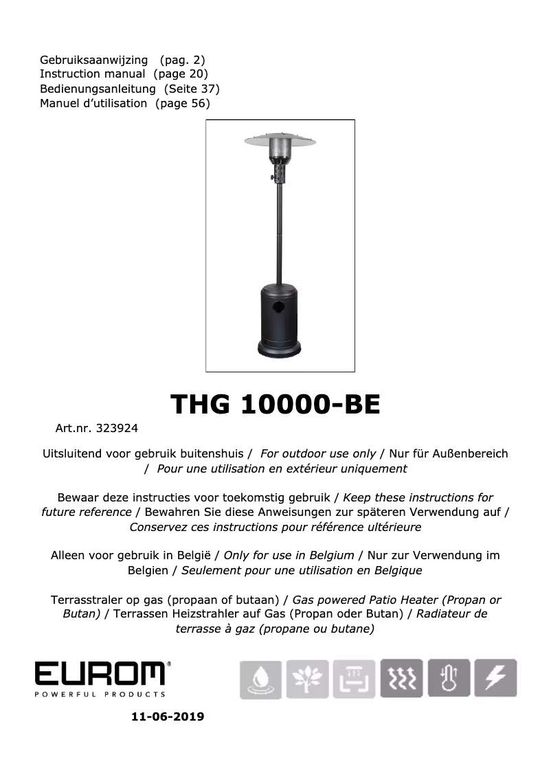 Page 1 de la notice Manuel utilisateur Eurom THG 10000