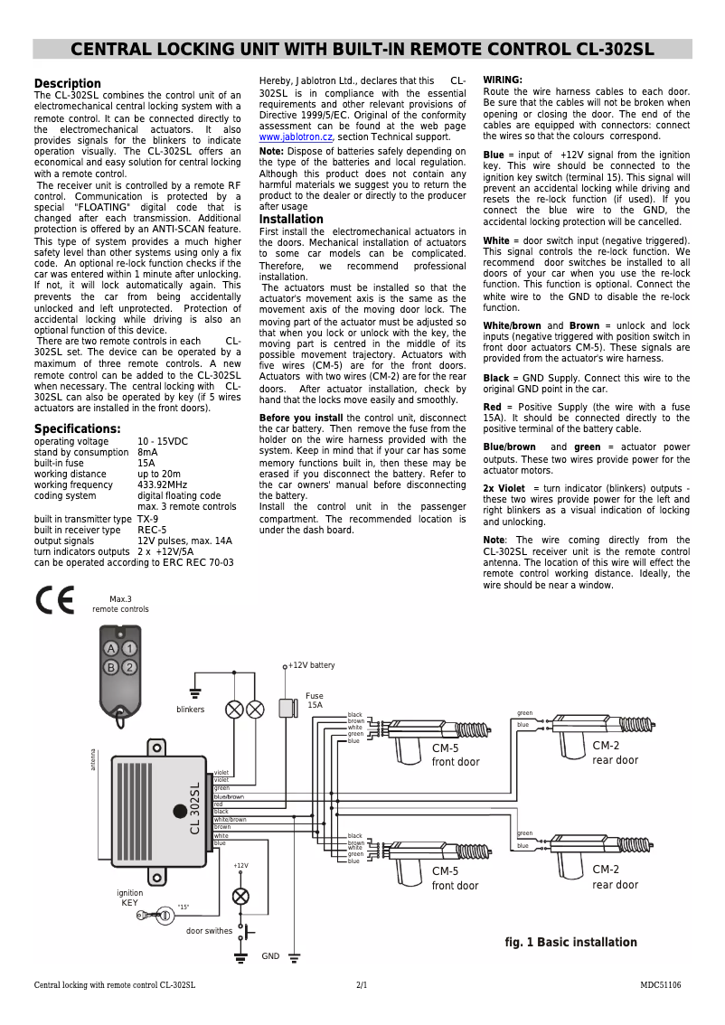Image de la première page du manuel de l'appareil CL-302