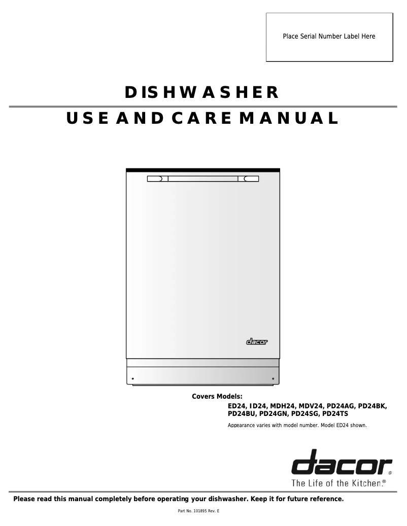 Page 1 de la notice Manuel utilisateur Dacor ED24