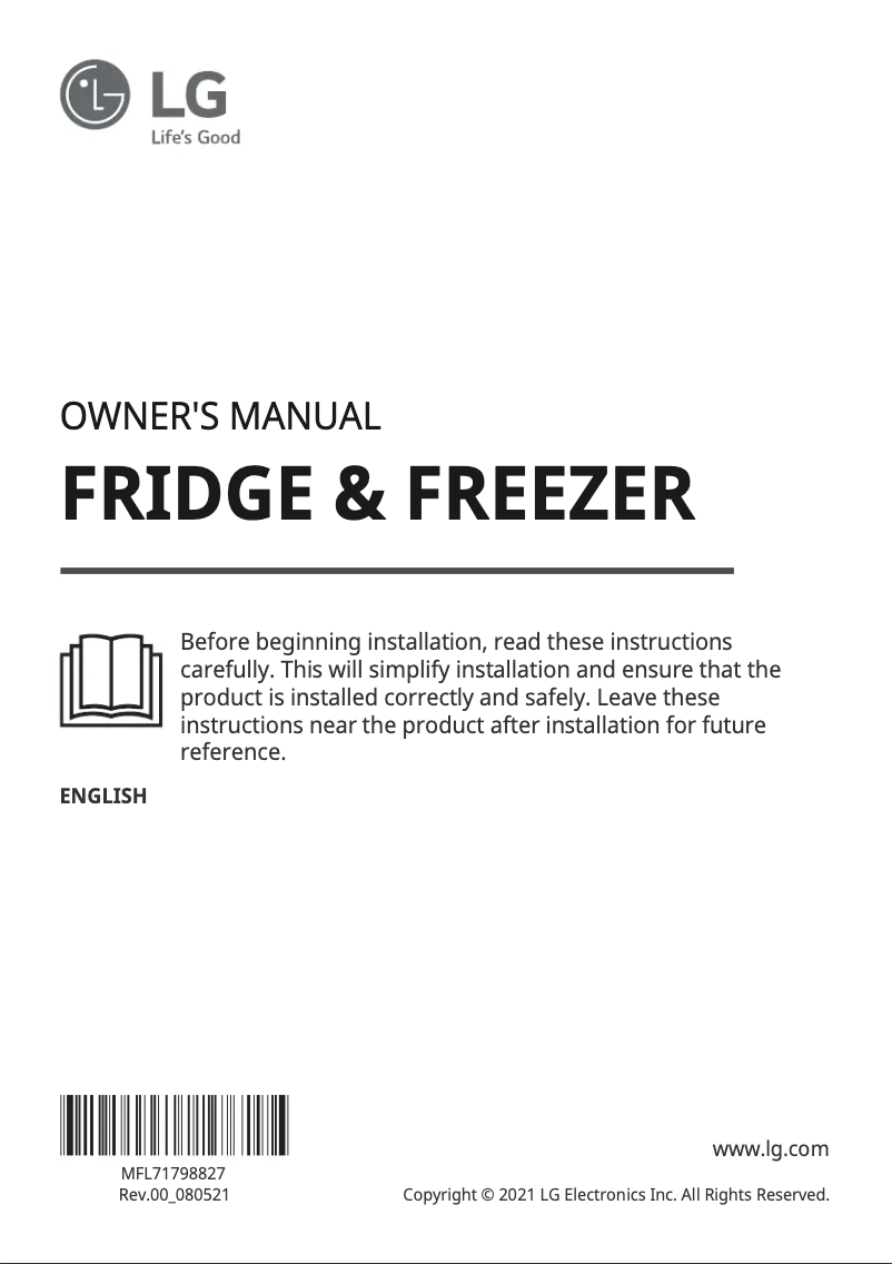 Page 1 de la notice Manuel utilisateur LG GS-Q6472NS