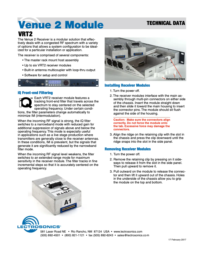 First page image of the manual for VRT2