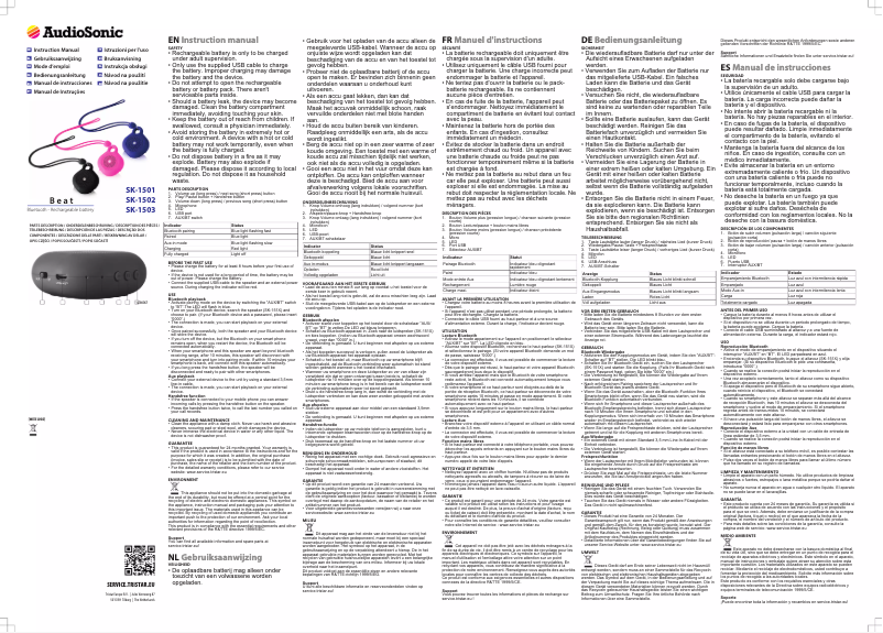 Page 1 de la notice Manuel utilisateur AudioSonic SK-1503