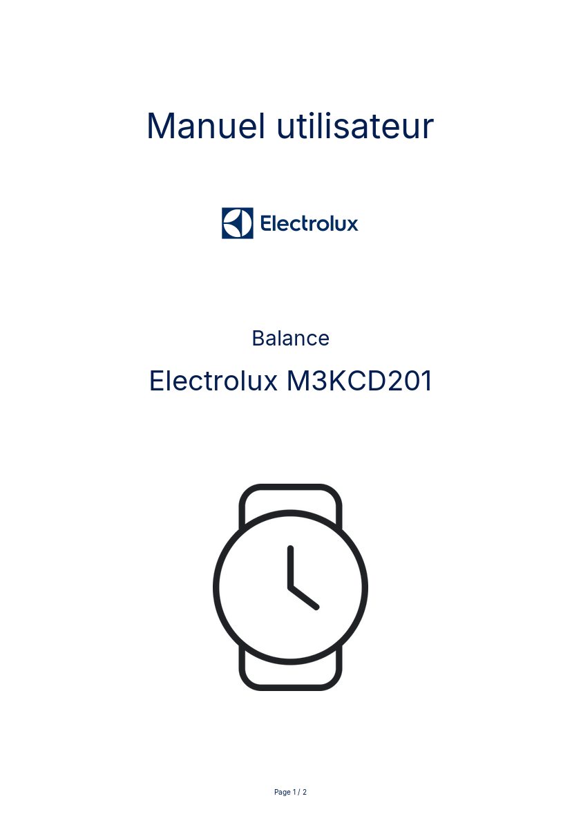 Page n°1 - Manuel utilisateur Electrolux M3KCD201