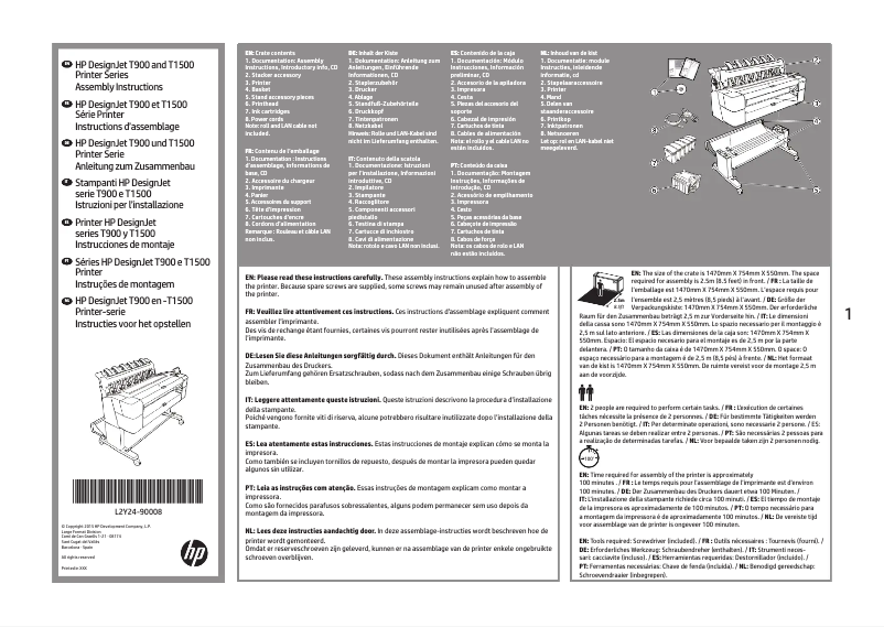 Imagen de la primera página del manual del dispositivo DesignJet T1500