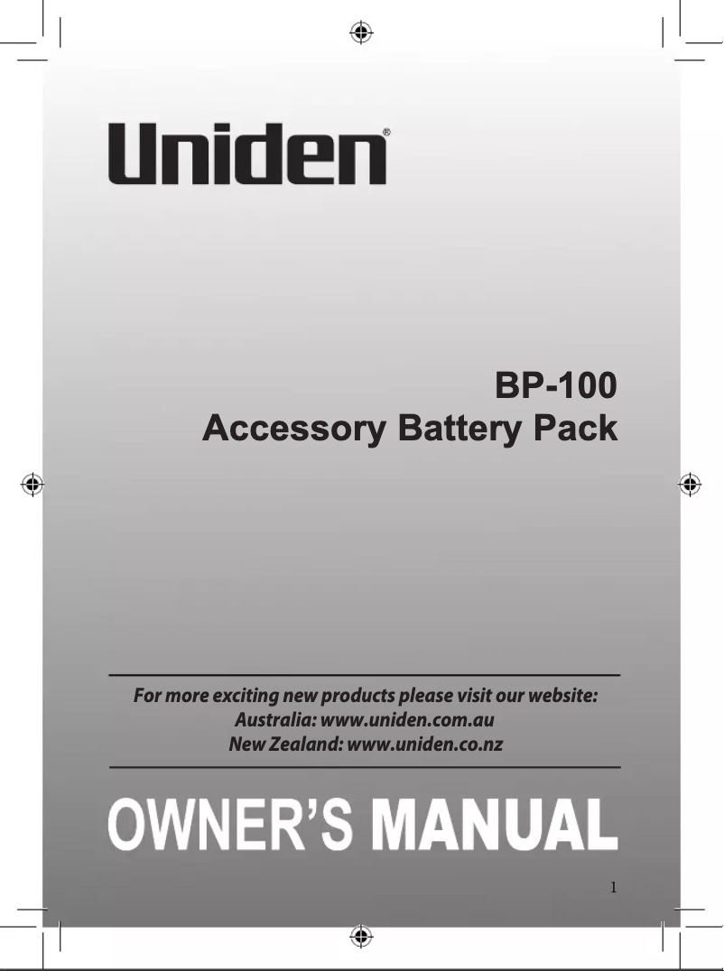 Image de la première page du manuel de l'appareil BP-100