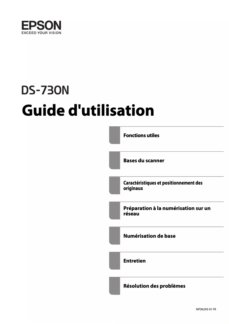 Page n°1 - Manuel utilisateur Epson WorkForce DS-730N