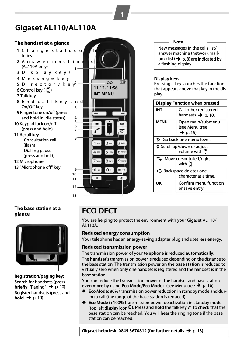 Page 1 de la notice Manuel utilisateur Gigaset AL110 Duo