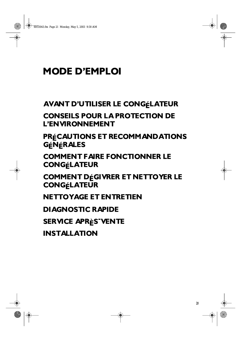 Page 1 de la notice Manuel utilisateur Laden CVT 140