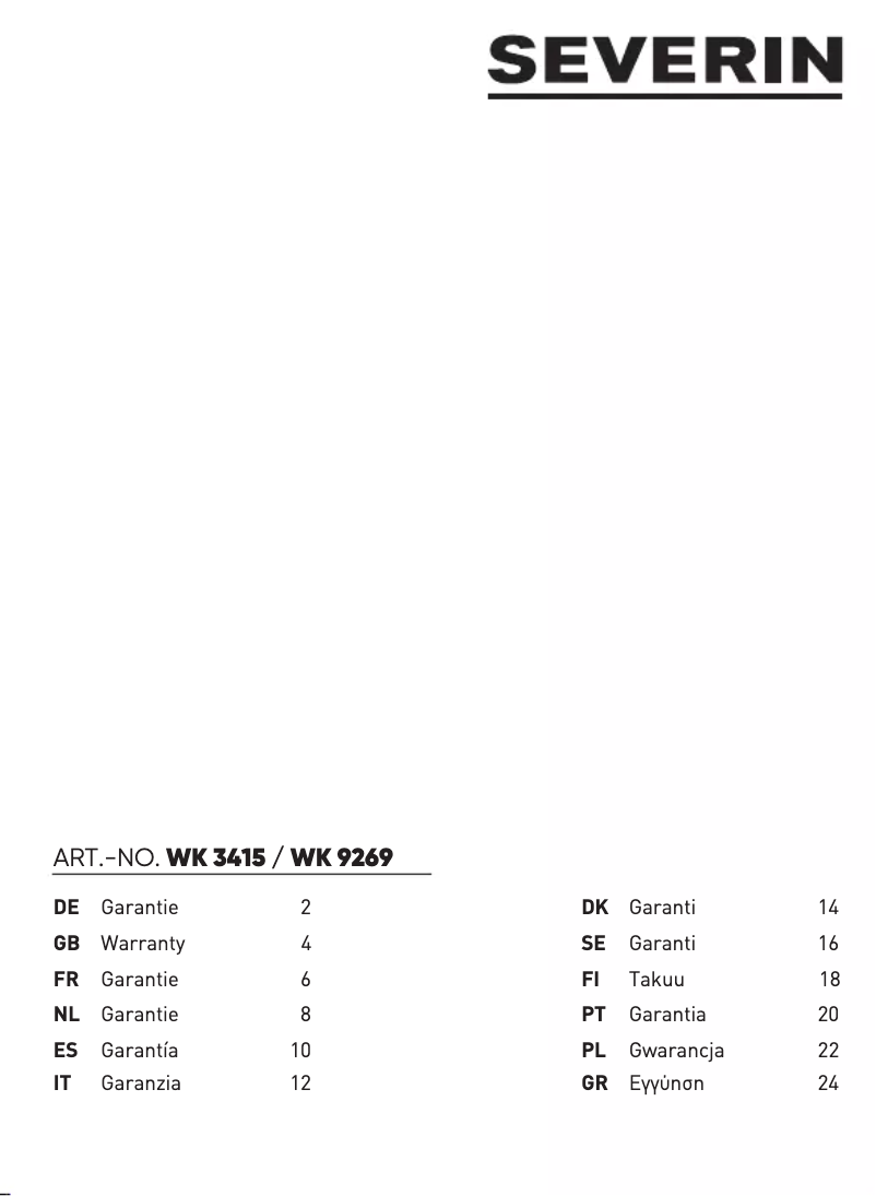 Image de la première page du manuel de l'appareil WK 3415