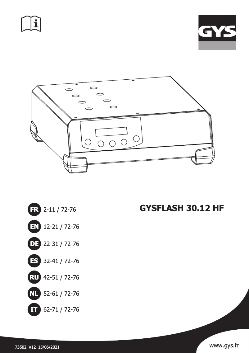 Page 1 de la notice Manuel utilisateur GYS Gysflash 30-12 HF