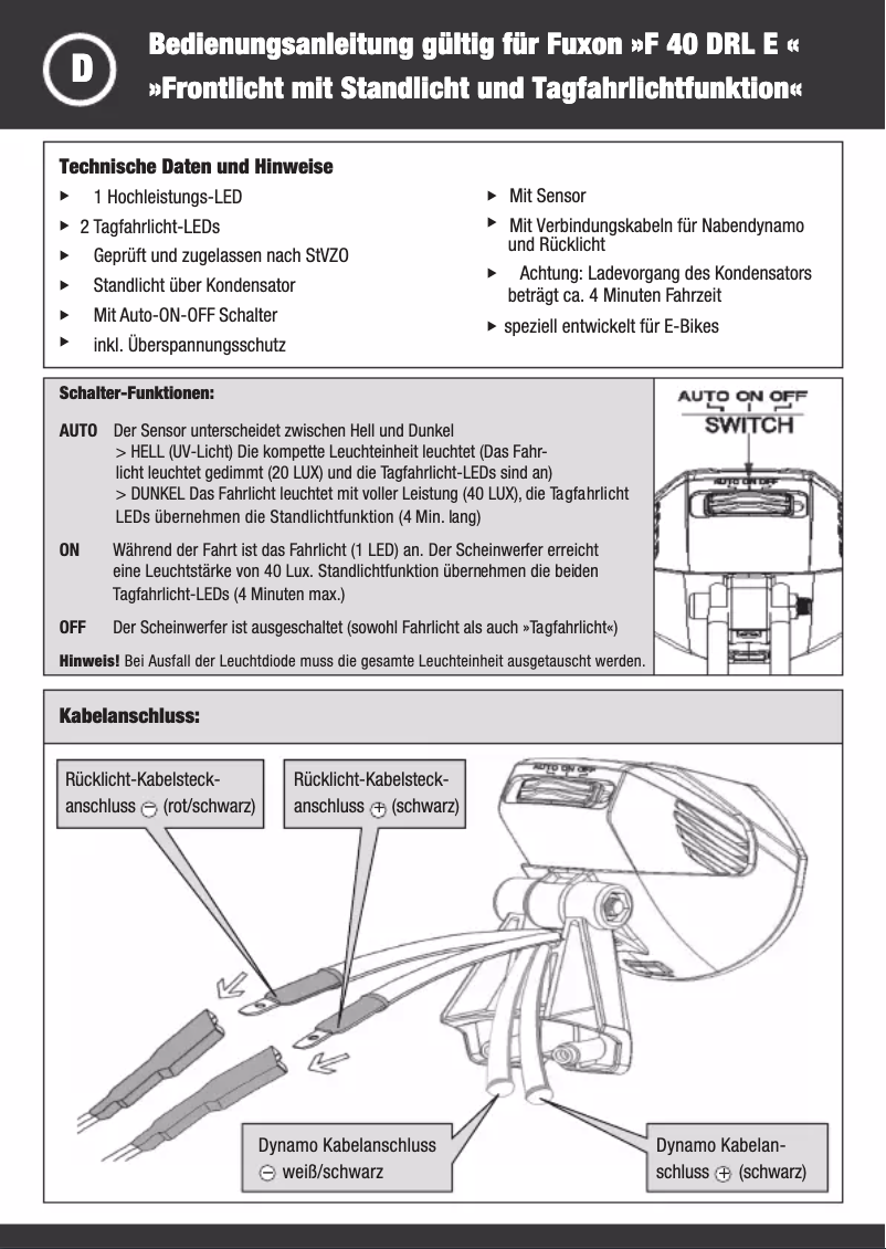 Image de la première page du manuel de l'appareil F 40 DRL E