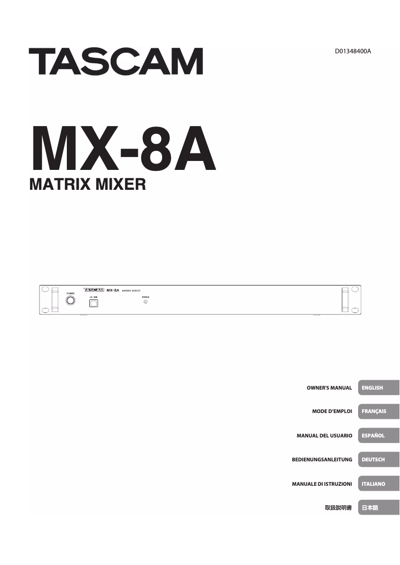 Page n°1 - Manuel utilisateur Tascam MX-8A